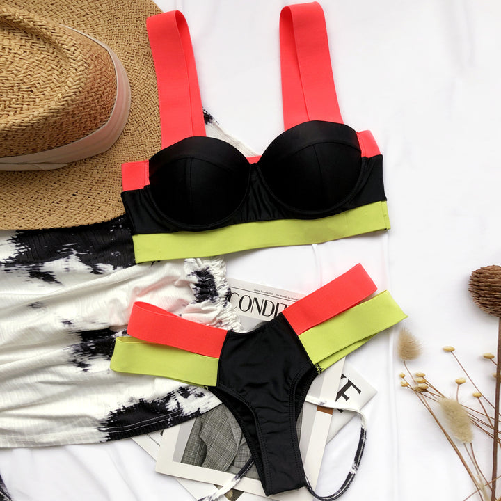 Women's contrast bandage bikini