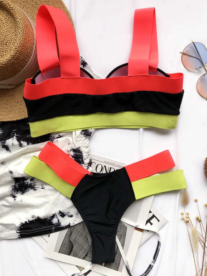 Women's contrast bandage bikini