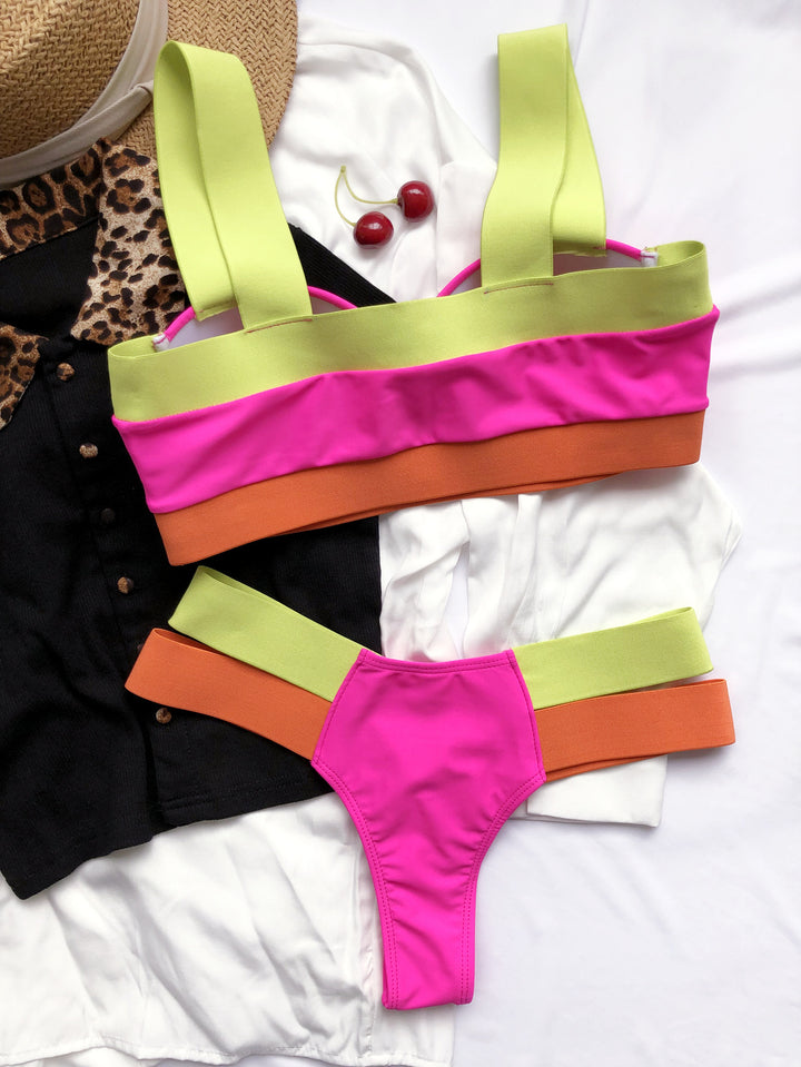Women's contrast bandage bikini